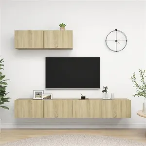 vidaXL Meubles TV 3 pcs Chêne sonoma Bois d'ingénierie3079018 pas cher