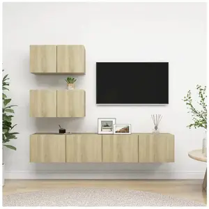 vidaXL Ensemble de meuble TV 4 pcs Chêne sonoma Aggloméré pas cher