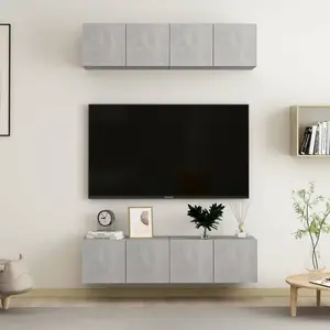 Meubles tv 4 pcs Gris béton 60x30x30 cm Aggloméré vidaXL - Gris béton pas cher