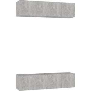 vidaXL Vidaxl Meubles Tv 4 Pcs Gris Béton 80x30x30 Cm Bois D'ingénierie pas cher