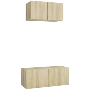Ensemble de meuble tv 2 pcs Chêne sonoma Aggloméré Vidaxl Chêne sonoma pas cher