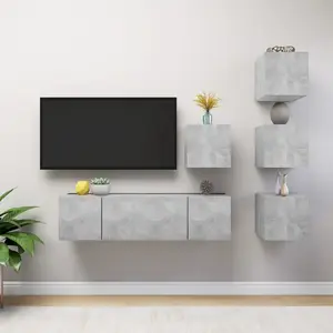 vidaXL Ensemble de meubles TV 6 pcs Gris béton Bois d'ingénierie pas cher