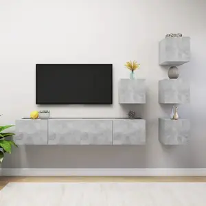 vidaXL Ensemble de meubles TV 6 pcs Gris béton Bois d'ingénierie pas cher