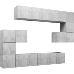 Comparateur de prix : Ensemble de meuble tv 10 pcs Gris béton Aggloméré Vidaxl Concrete grey