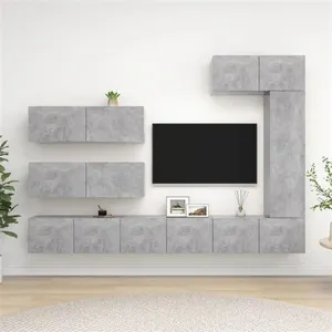 Comparateur de prix : vidaXL Ensemble de meuble TV 7 pcs Gris béton Aggloméré