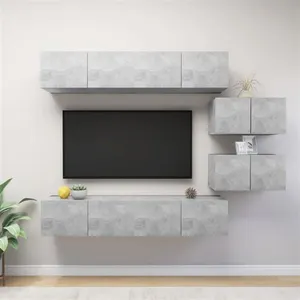 vidaXL Ensemble de meuble TV 6 pcs Gris béton Aggloméré pas cher