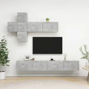 vidaXL Ensemble de meuble TV 7 pcs Gris béton Bois d'ingénierie pas cher