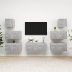 vidaXL Ensemble de meuble TV 7 pcs Gris béton Aggloméré