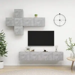 vidaXL Ensemble de meuble TV 7 pcs Gris béton Bois d'ingénierie pas cher