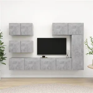 vidaXL Vidaxl Ensemble De Meubles Tv 6 Pcs Gris Béton Bois D'ingénierie pas cher