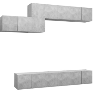 Comparateur de prix : Ensemble de meuble tv 7 pcs Gris béton Aggloméré Vidaxl Concrete grey