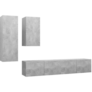 vidaXL Vidaxl Ensemble De Meubles Tv 4 Pcs Gris Béton Bois D'ingénierie pas cher