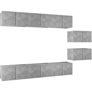 vidaXL Meubles TV 8 pcs Gris béton Bois d'ingénierie3079147 pas cher