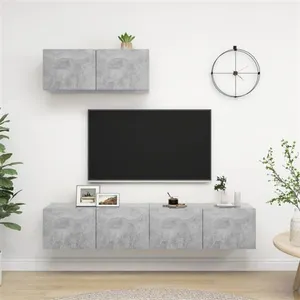 Vidaxl - Meubles tv 3 pcs Gris béton Aggloméré Concrete grey pas cher