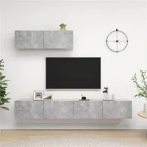 vidaXL Meubles TV 3 pcs Gris béton Aggloméré pas cher