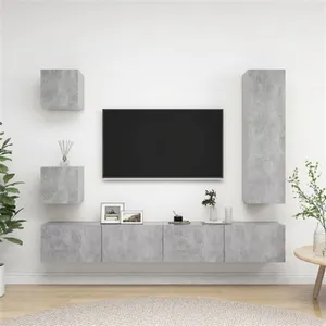 vidaXL Ensemble de meuble TV 5 pcs Gris béton Aggloméré pas cher