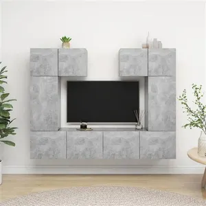 vidaXL Ensemble de meuble TV 6 pcs Gris béton Bois d'ingénierie pas cher
