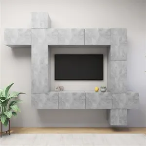 Comparateur de prix : vidaXL Ensemble de meuble TV 9 pcs Gris béton Bois d'ingénierie