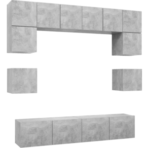 Comparateur de prix : vidaXL Ensemble de meuble TV 8 pcs Gris béton Aggloméré
