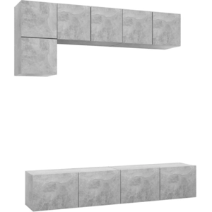 vidaXL Ensemble de meuble TV 5 pcs Gris béton Aggloméré pas cher