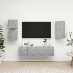 vidaXL Vidaxl Ensemble De Meubles Tv 5 Pcs Gris Béton Bois D'ingénierie pas cher