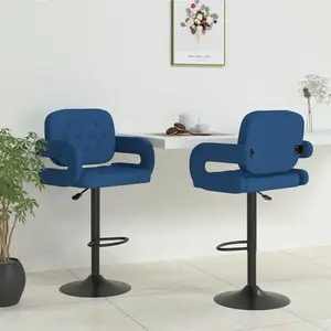 vidaXL Tabourets de bar lot de 2 bleu tissu pas cher