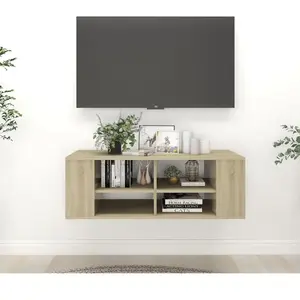 vidaXL Vidaxl Meuble Tv Mural Chêne Sonoma 102x35x35 Cm Aggloméré pas cher