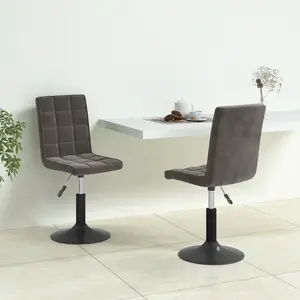 vidaXL Chaises pivotantes de salle à manger 2 pcs Gris foncé Velours pas cher
