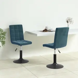 vidaXL Chaises pivotantes à manger lot de 2 bleu velours pas cher