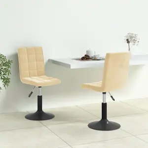 vidaXL Chaises pivotantes à manger lot de 2 crème velours pas cher