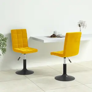 vidaXL Chaises pivotantes à dîner 2 pcs Jaune moutarde Velours pas cher