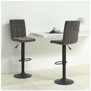 vidaXL Tabourets de bar lot de 2 gris foncé velours pas cher