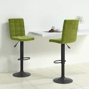 vidaXL Tabourets de bar 2 pcs Vert clair Velours pas cher