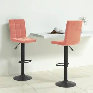 vidaXL Tabourets de bar 2 pcs Rose Velours pas cher