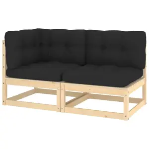 vidaXL Salon de jardin 2 pcs avec coussins Bois de pin massif pas cher
