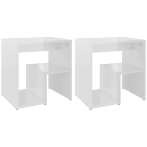vidaXL Tables de chevet 2pcs blanc brillant 40x30x40cm bois ingénierie pas cher