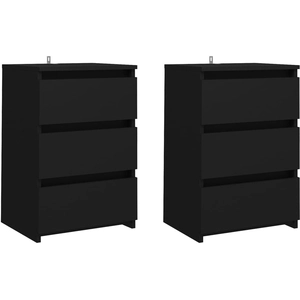 vidaXL Tables de chevet 2 pcs Noir 40x35x62,5 cm Aggloméré pas cher