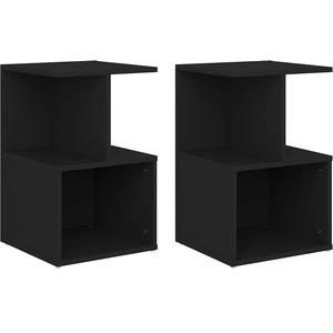 vidaXL Vidaxl Tables De Chevet 2 Pcs Noir 35x35x55 Cm Bois D'ingénierie pas cher