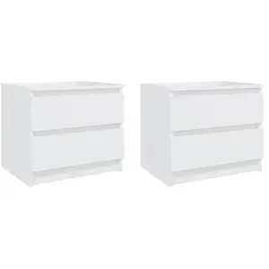 vidaXL Tables de chevet 2 pcs Blanc 50x39x43,5 cm Aggloméré pas cher
