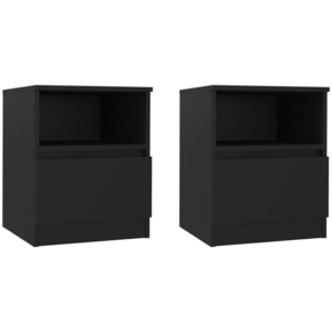 vidaXL Tables de chevet 2 pcs Noir 40x40x50 cm Aggloméré pas cher