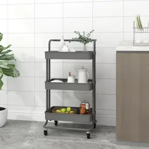 Comparateur de prix : vidaXL Chariot de cuisine 3 niveaux Gris 42x35x85 cm Fer et ABS