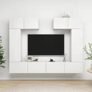 vidaXL Vidaxl Ensemble De Meuble Tv 6 Pcs Blanc Bois D'ingénierie pas cher