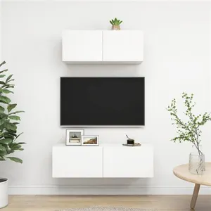 vidaXL Vidaxl Ensemble De Meubles Tv 2 Pcs Blanc Bois D'ingénierie pas cher