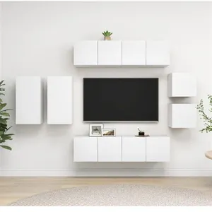 vidaXL Ensemble de meuble TV 8 pcs Blanc Aggloméré