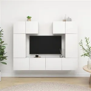 vidaXL Ensemble de meuble TV 6 pcs Blanc Aggloméré pas cher