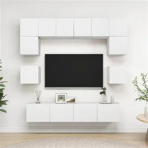 vidaXL Ensemble de meuble TV 8 pcs Blanc Aggloméré