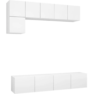 vidaXL Ensemble de meuble TV 5 pcs Blanc Aggloméré pas cher