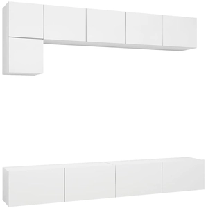 vidaXL Vidaxl Ensemble De Meubles Tv 5 Pcs Blanc Bois D'ingénierie pas cher