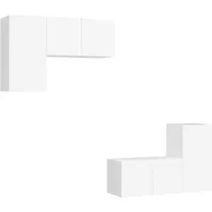 vidaXL Ensemble de meubles TV 4 pcs Blanc Aggloméré pas cher