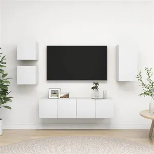 vidaXL Ensemble de meuble TV 5 pcs Blanc Aggloméré pas cher